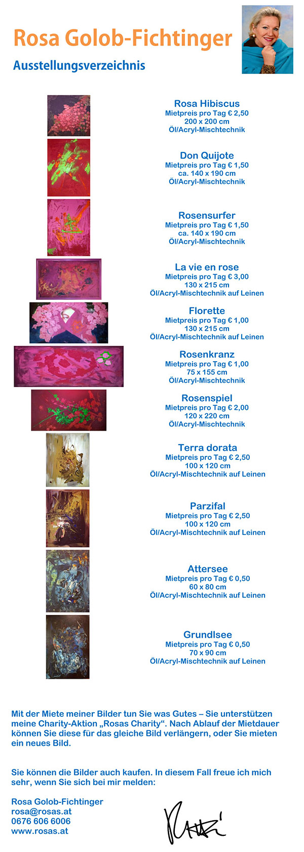 Rosas Charity - Ausstellungsverzeichnis Bilder im Landhaus St.Pölten